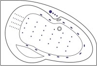 Акриловая ванна Excellent Newa Nano R 160x95 см, угловая, правая, встраиваемая, с гидромассажем, белая, асимметричная, с каркасом, с сиденьем, со сливом-переливом, фурнитура золото