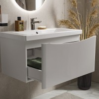 Тумба с раковиной Vigo Glem 80 подвесная, 1 ящик, глянцевая белая