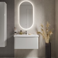 Тумба с раковиной Vigo Glem 80 подвесная, 1 ящик, глянцевая белая