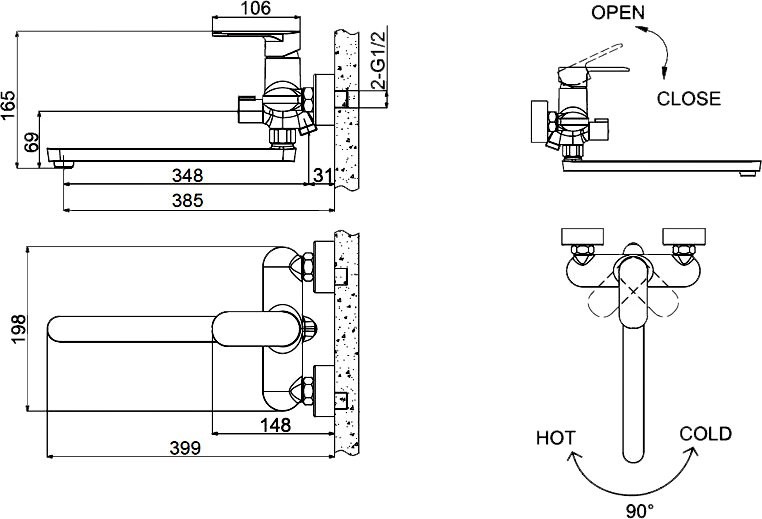 Универсальный смеситель Bravat Opal F6125183CP-02L
