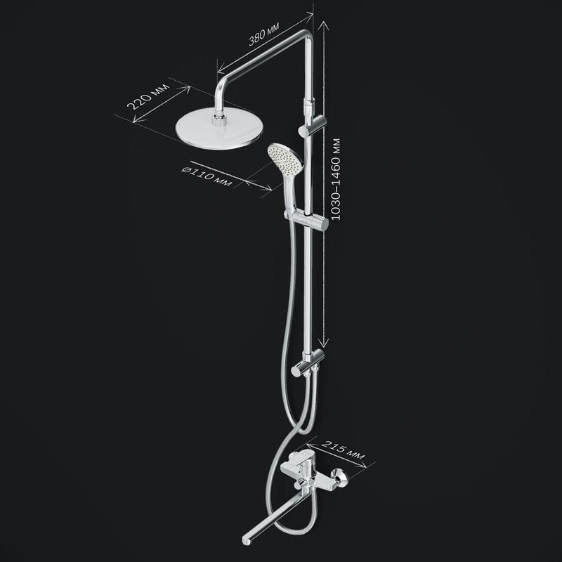 Душевая стойка AM.PM Gem F40890A94 со смесителем