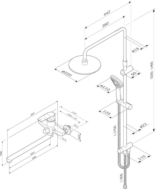 Душевая стойка AM.PM Gem F40890A94 со смесителем