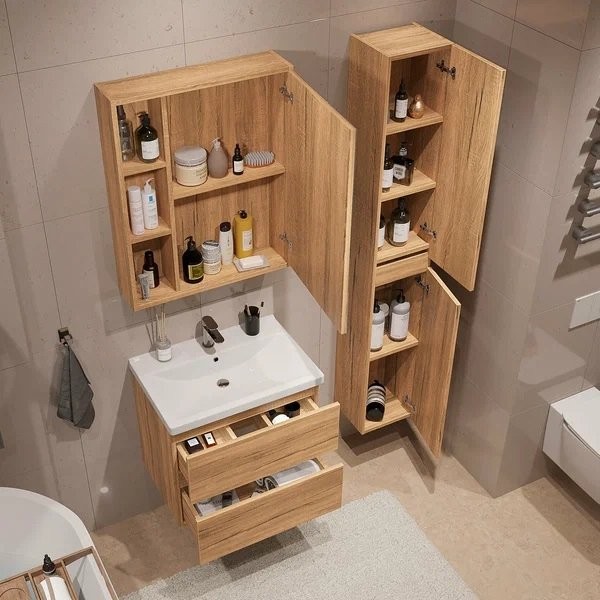 Тумба с раковиной SanStar Lavanti 60 подвесная, дуб вотан, раковина Фостер