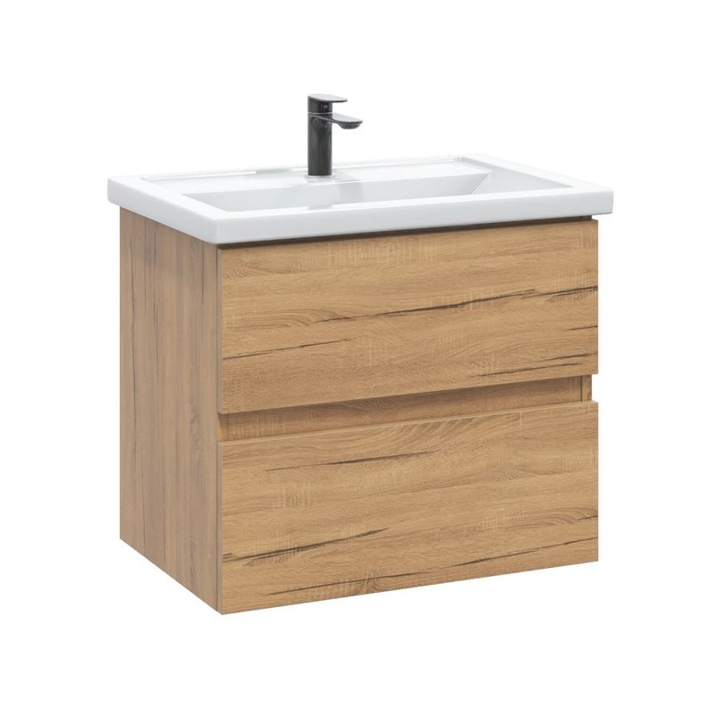 Тумба с раковиной SanStar Lavanti 60 подвесная, дуб вотан, раковина Фостер