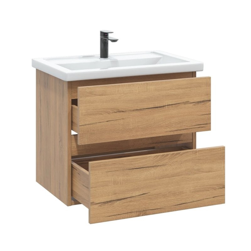 Тумба с раковиной SanStar Lavanti 60 подвесная, дуб вотан, раковина Фостер