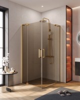 Душевой уголок Cezares Slider AH 2 90/100-100/110 BR BORO профиль брашированное золото, стекло бронза