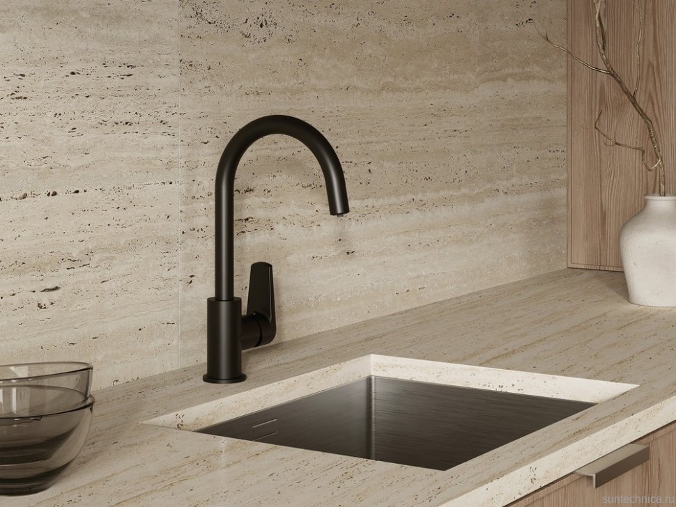 Смеситель для кухни Cersanit Moduo 68221 матовый черный