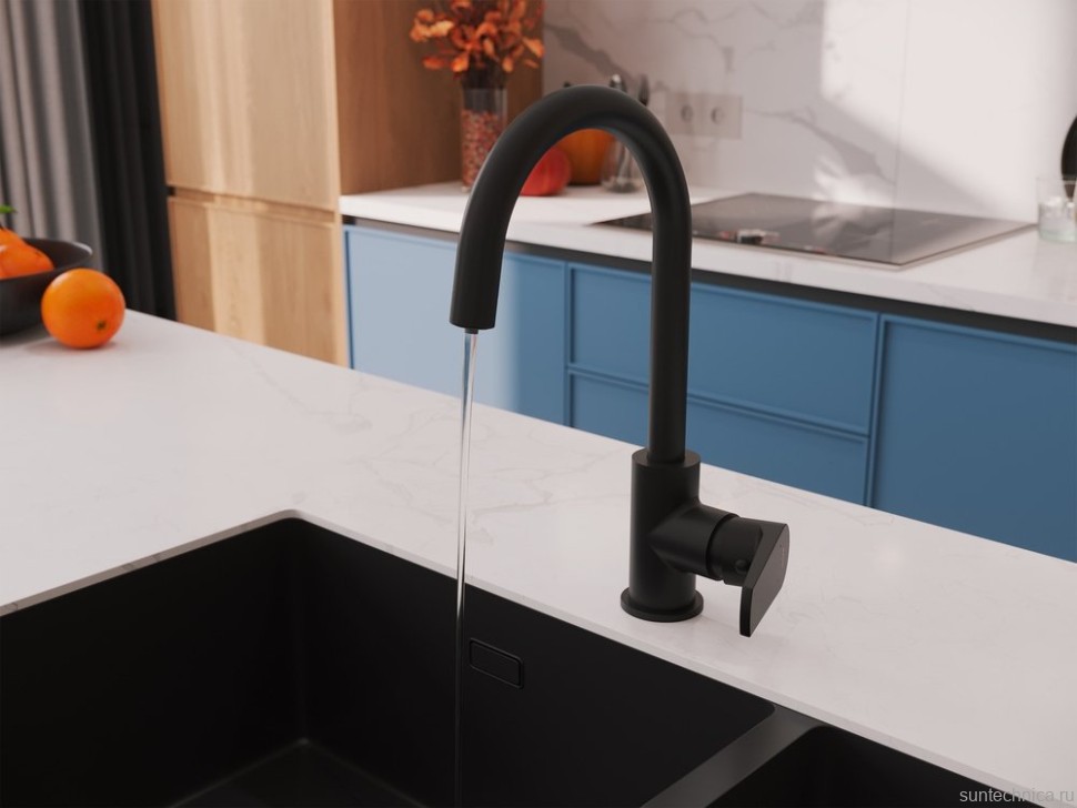 Смеситель для кухни Cersanit Moduo 68221 матовый черный