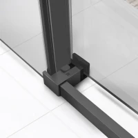 Душевой уголок Vincea Slim Soft VSR-1SS8014CLGM 140х80, профиль вороненая сталь, стекло прозрачное