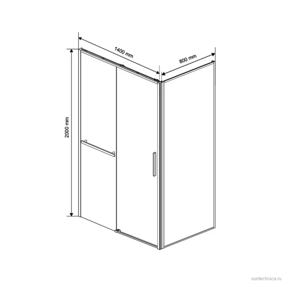 Душевой уголок Vincea Slim Soft VSR-1SS8014CLGM 140х80, профиль вороненая сталь, стекло прозрачное