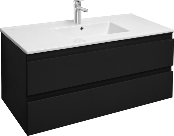 Тумба с раковиной Jacob Delafon Madeleine 100 черная матовая, раковина белая