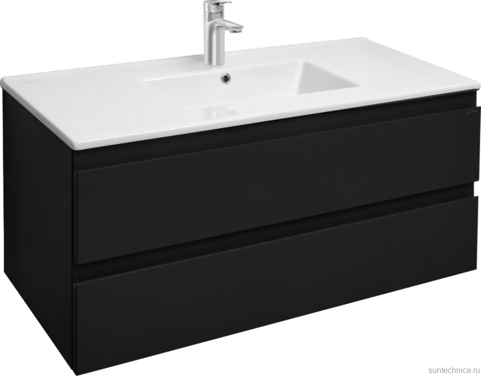 Тумба с раковиной Jacob Delafon Madeleine 100 черная матовая, раковина белая