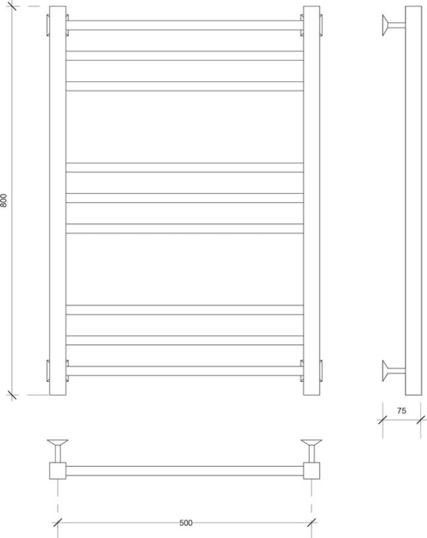 Полотенцесушитель электрический Secado Модена 4603777458492 85x55 см, подключение справа, матовый черный, лесенка