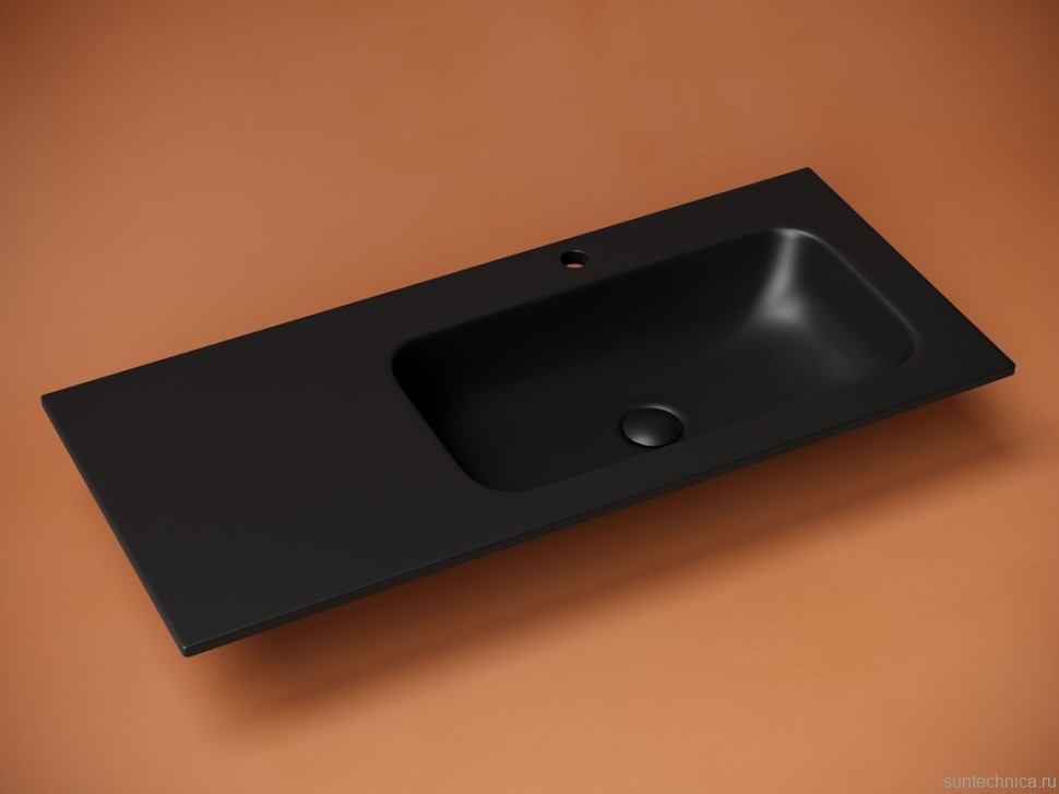 Тумба с раковиной Sancos Marmi 1.0 100 R черная раковина, дуб галифакс натуральный