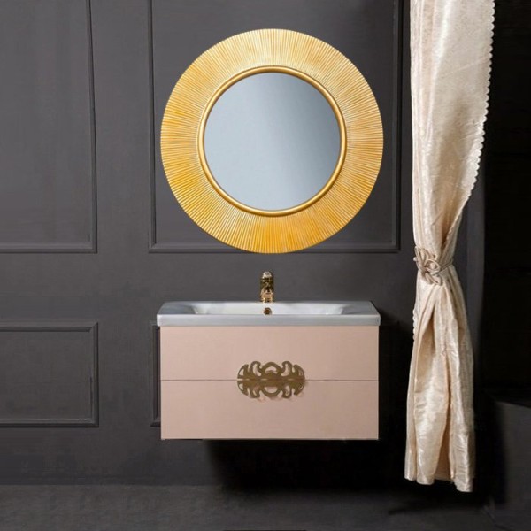 Мебель для ванной комнаты Armadi Art NeoArt 80 капучино с ручками Ajur золото, зеркало Shine