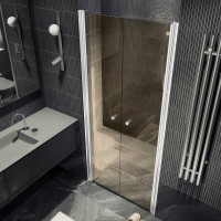Душевая дверь в нишу Maybahglass MGD-441-1 99 см, профиль матовый белый, стекло бронза