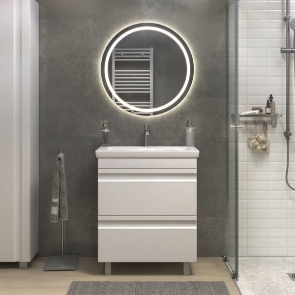 Мебель для ванной комнаты Vigo Holly 70 напольная, белая, раковина Como 70