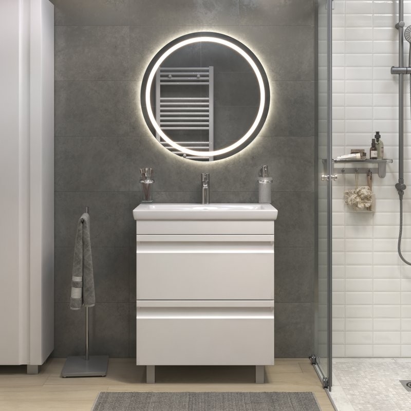 Мебель для ванной комнаты Vigo Holly 70 напольная, белая, раковина Como 70