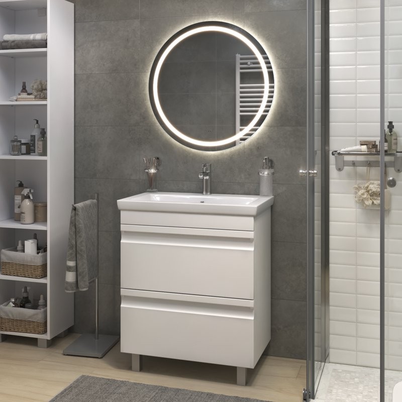 Мебель для ванной комнаты Vigo Holly 70 напольная, белая, раковина Como 70