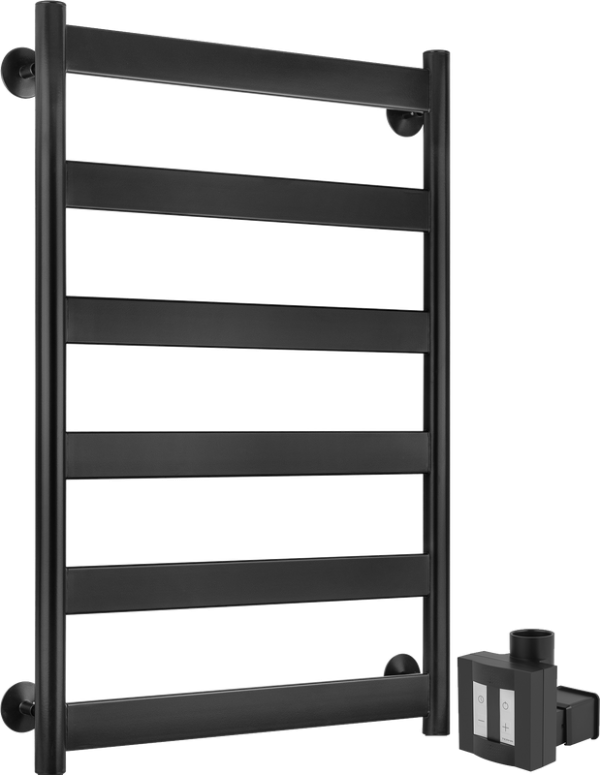 Полотенцесушитель электрический Secado Комано 2 , 85x55 см, скрытое подключение слева, матовый черный, лесенка