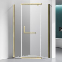 Душевой уголок Veconi Rovigo RV-36G 80х80 см, профиль брашированное золото, стекло прозрачное