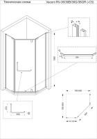 Душевой уголок Veconi Rovigo RV-36G 80х80 см, профиль брашированное золото, стекло прозрачное