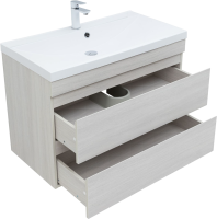 Тумба с раковиной Aquanet Нота new 90 подвесная, дуб холден