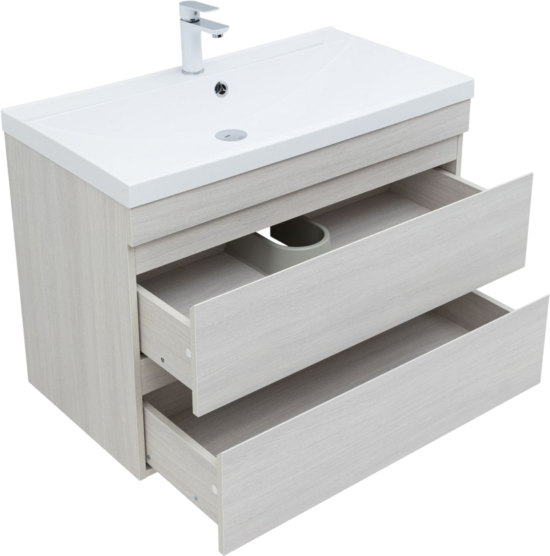 Тумба с раковиной Aquanet Нота new 90 подвесная, дуб холден