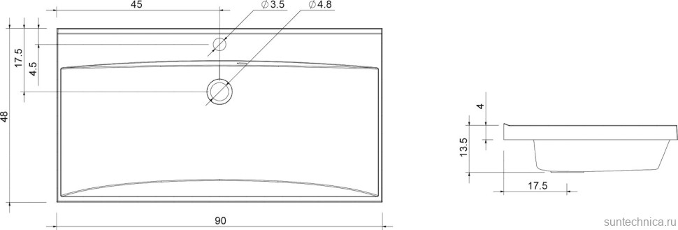 Тумба с раковиной Aquanet Нота new 90 подвесная, дуб холден