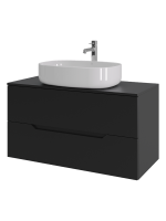 Мебель для ванной комнаты Orange Line 100 подвесная, 2 ящика, матовая черная с раковиной B04-600W