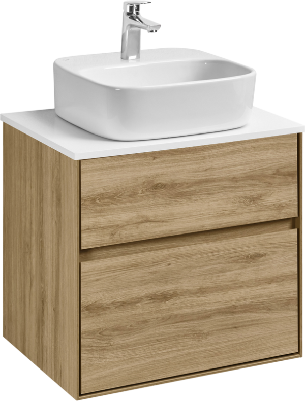 Тумба с раковиной AQUATON Либерти 60 со столешницей белый глянец, раковина Одри 42