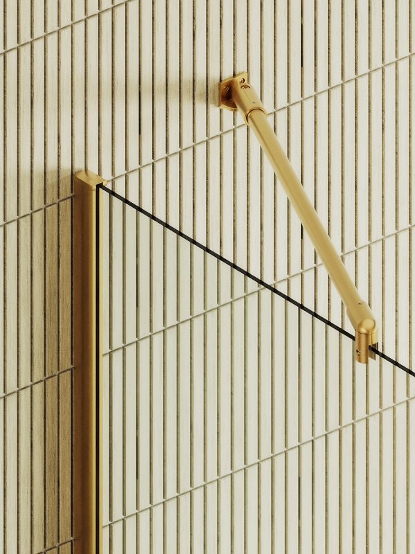 Душевая перегородка Maybahglass MGD-1418-3ш 99 см, профиль золото, стекло прозрачное