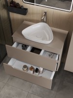 Мебель для ванной комнаты Orange Line 80 подвесная, 2 ящика, матовый латте с раковиной B07-500W