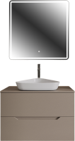 Мебель для ванной комнаты Orange Line 80 подвесная, 2 ящика, матовый латте с раковиной B07-500W
