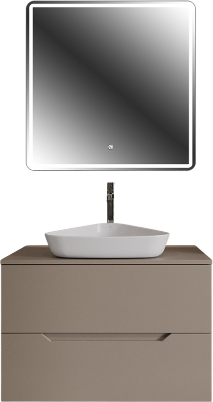 Мебель для ванной комнаты Orange Line 80 подвесная, 2 ящика, матовый латте с раковиной B07-500W