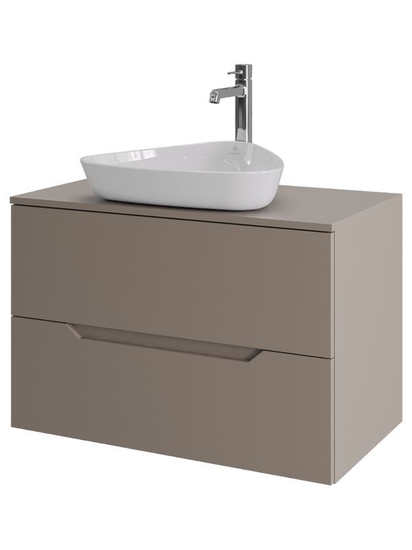 Мебель для ванной комнаты Orange Line 80 подвесная, 2 ящика, матовый латте с раковиной B07-500W