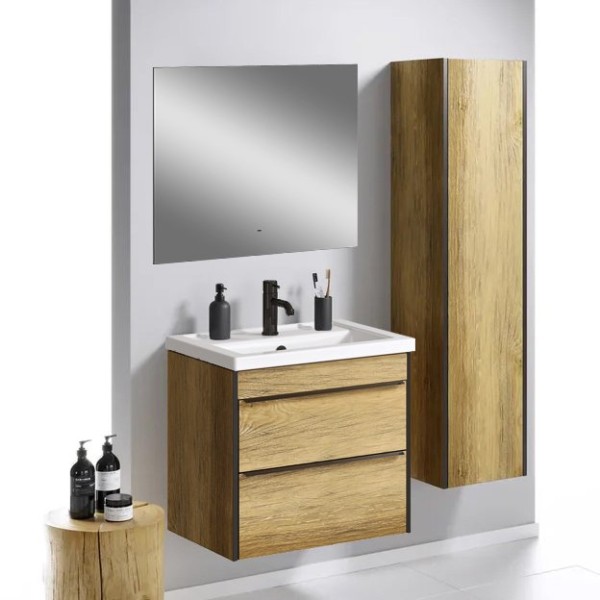 Мебель для ванной комнаты Aqwella Fargo 80 дуб балтийский, зеркало DIWO Элиста