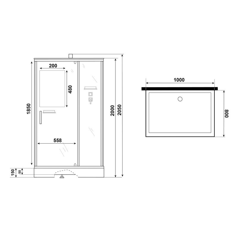 Душевая кабина Niagara Standart ST100/80/15Q/BK 100x80, без крыши