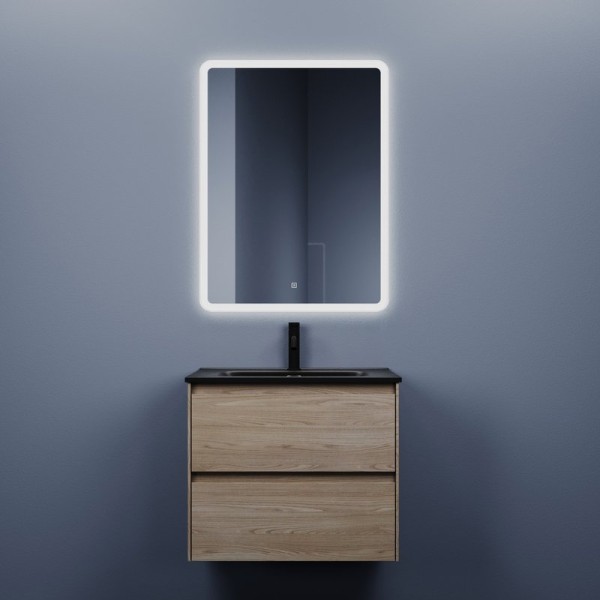 Мебель для ванной комнаты Sancos Cento 60 см карпатская ель, черная раковина