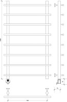 Полотенцесушитель электрический Secado Турин 1 L 105x60 см, подключение слева, бронза, лесенка, латунь