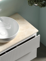 Тумба с раковиной Sancos Snob R 80 см, bianco, столешница бежевая, раковина CN5024