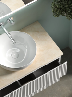 Тумба с раковиной Sancos Snob R 80 см, bianco, столешница бежевая, раковина CN5024