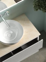 Тумба с раковиной Sancos Snob R 80 см, bianco, столешница бежевая, раковина CN5024