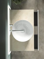 Тумба с раковиной Sancos Snob R 80 см, bianco, столешница бежевая, раковина CN5024
