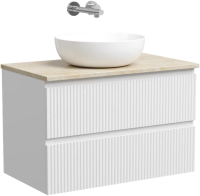 Тумба с раковиной Sancos Snob R 80 см, bianco, столешница бежевая, раковина CN5024