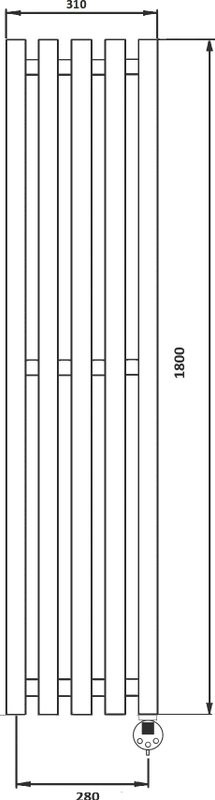 Полотенцесушитель электрический Secado Бергамо 5 1800х280 180x30 см, подключение справа, хром, I-образный