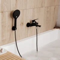 Смеситель для ванны с душем Wasserkraft Elbe 7401 черный Soft-touch