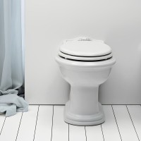 Унитаз приставной напольный Azzurra Jubilaeum 59x40 сиденье с микролифтом, белое, петли бронза