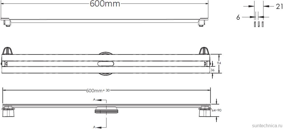 Душевой трап (лоток) Berges Super Slim 091152 60 см