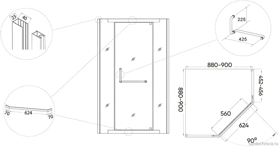 Душевой уголок Veconi Rovigo RV-36B 90x90